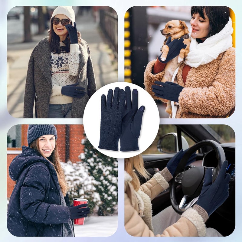 Beehow Store Women gloves cold weather touch screen glove warm fleece lining for driving cycling skiing - Image 5